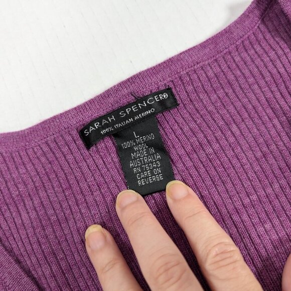Sarah Spencer purple sweater size large 100% Merino Wool made in Australia - Picture 4 of 6